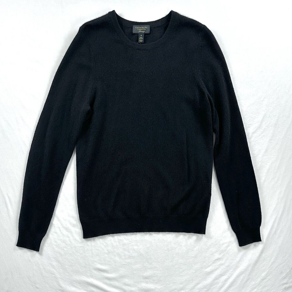 Charter Club Luxury Cashmere Sweater Womens Medium Black Long Sleeve Minimalist